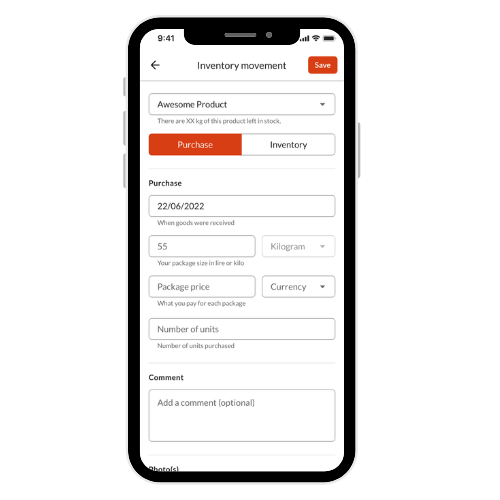 Ewidencja magazynu produktów w aplikacji Farmable