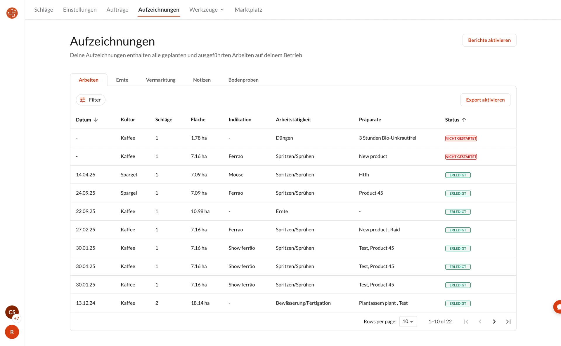 Farmable Enterprise-Logs mit Monitoring-Notizen aus verbundenen Betrieben