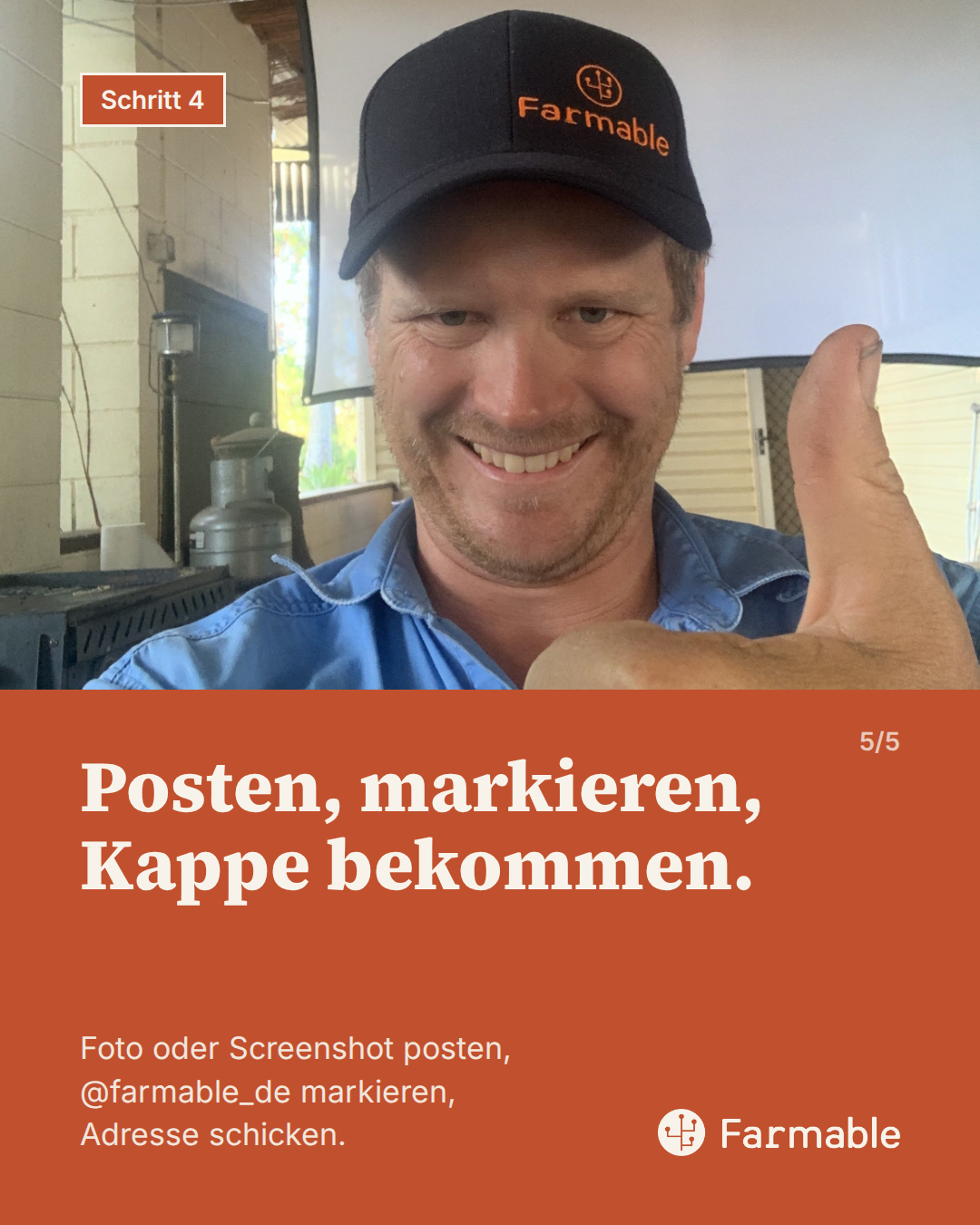 Beitrag posten und @farmable_de markieren