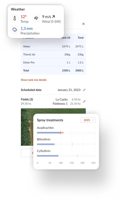 Farmable mobile app spray record screen