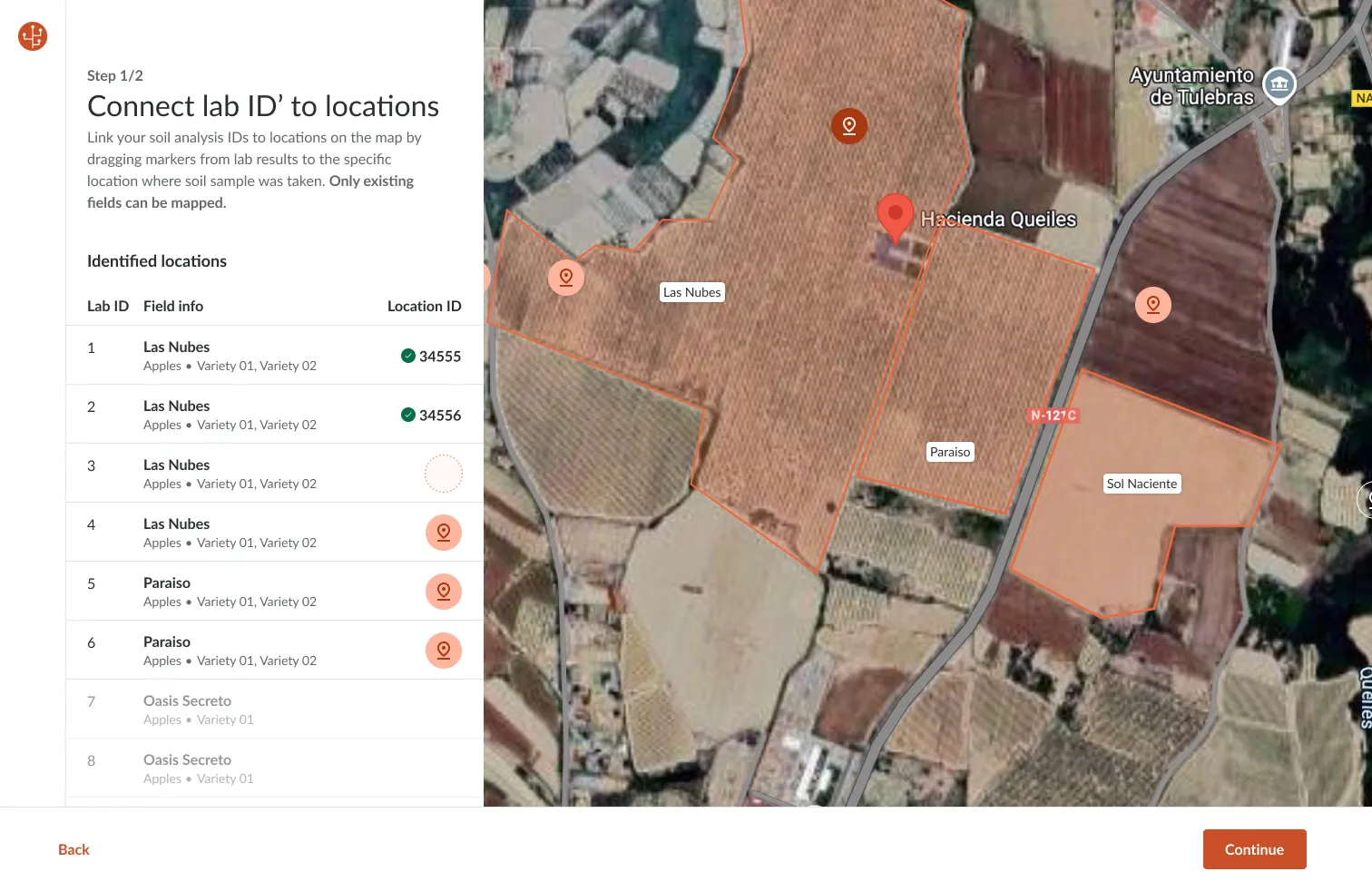 Panoramica del piano di fertilizzazione Farmable su mobile