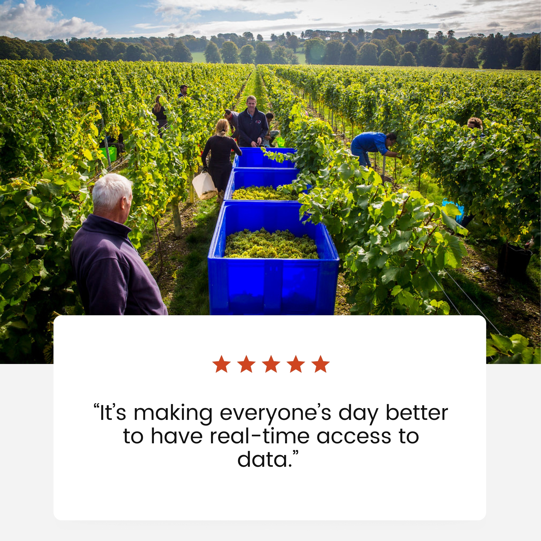 Testimonial about time access to data. Farm management tool for enterprises.